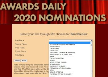 13th Annual Awards Daily Oscar Ballot!
